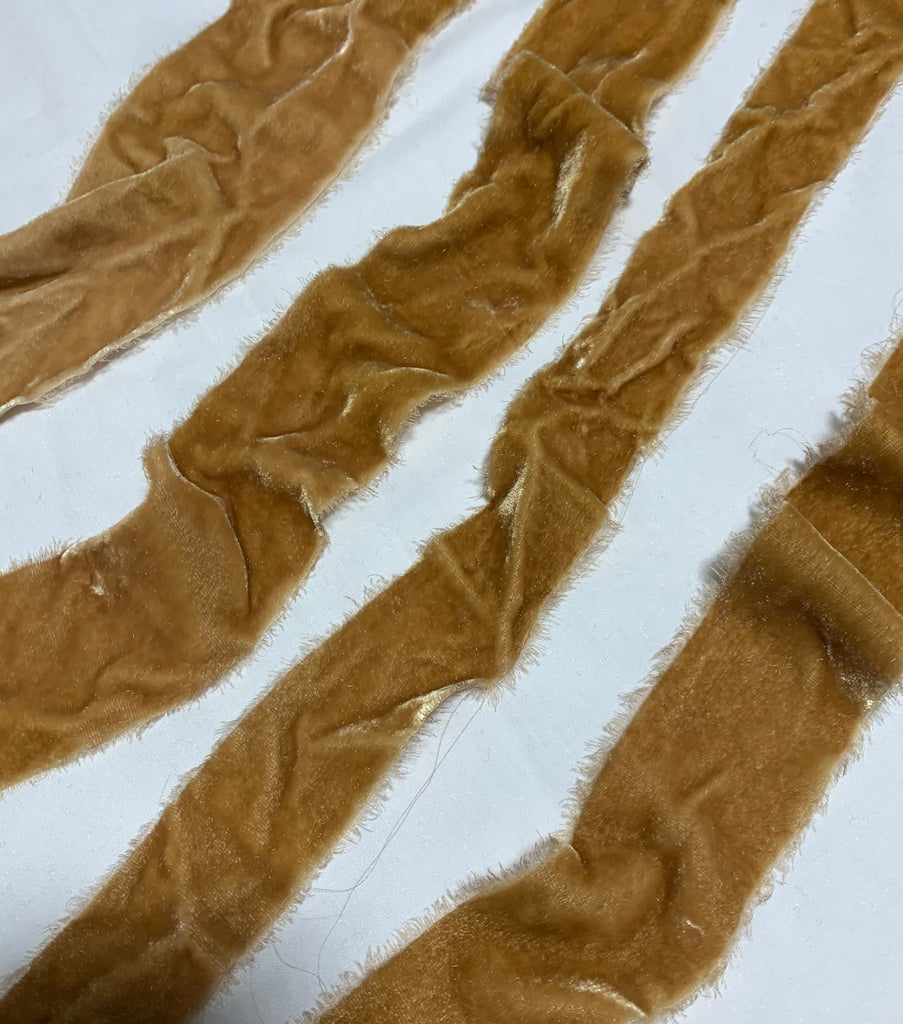 Hand Dyed Golden Brown Silk Velvet Ribbon ( 4 Widths to choose from) –  Prism Fabrics & Crafts